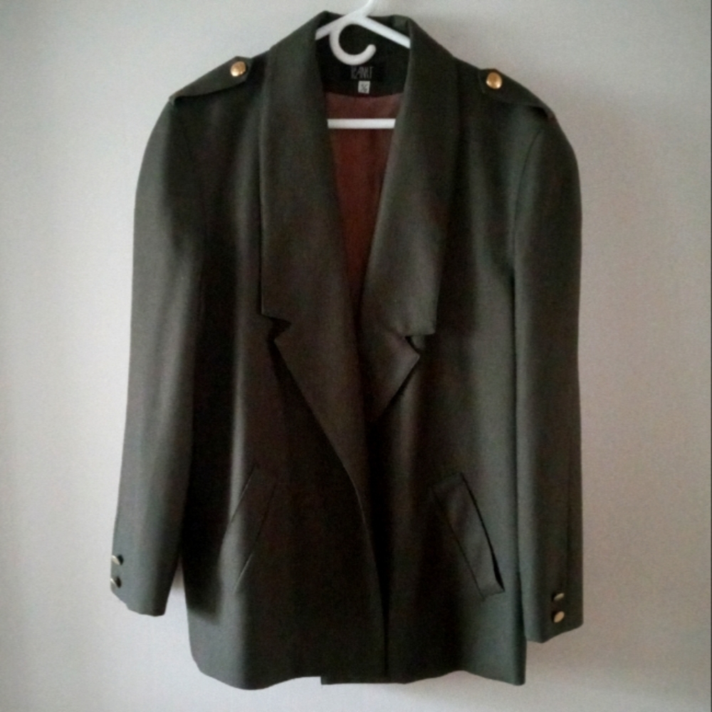 🪖💚 Military Style Wool Blazer | Khaki Green | Size 11/12 | Vintage by Planet